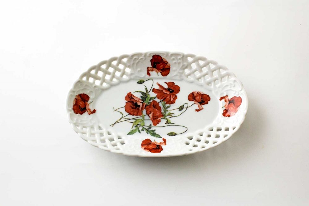 bandeja oval porcelana field poppies