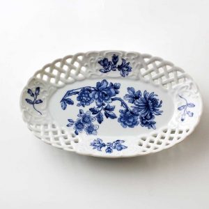 bandeja oval porcelana ivory azul