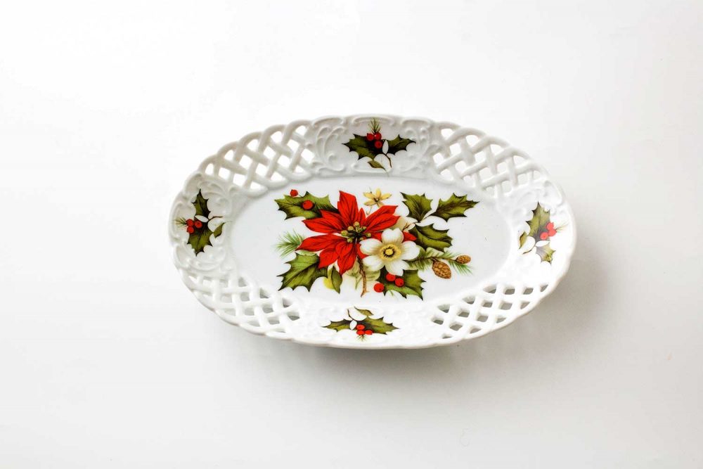 bandeja oval porcelana ponsetia