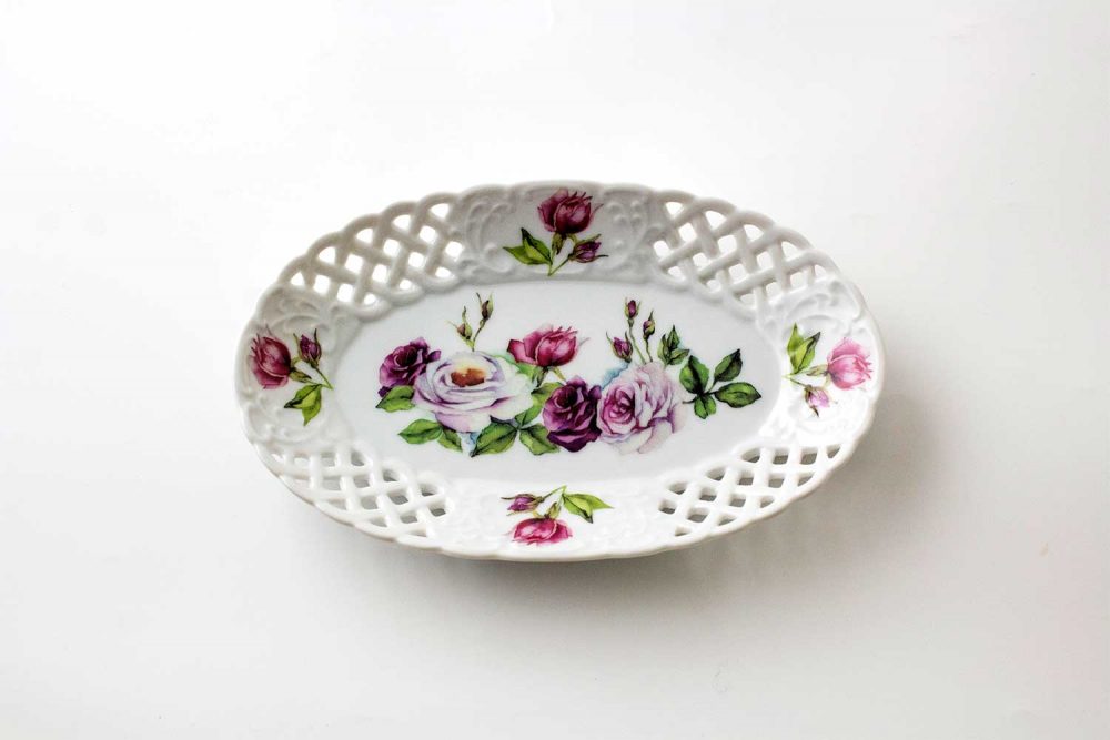 bandeja oval porcelana rose garden