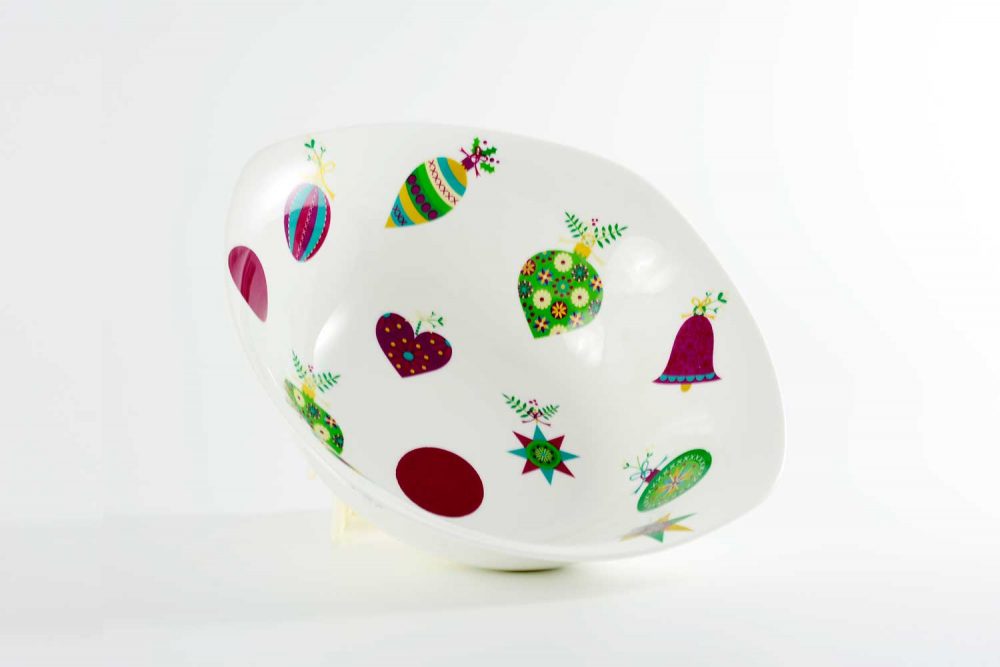 ensaladera porcelana bolas navidad